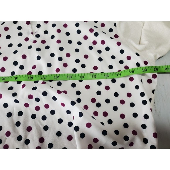 Women’s VAN HEUSEN White Polka Dot Long Sleeve Blouse Size Med NEW - Picture 7 of 7